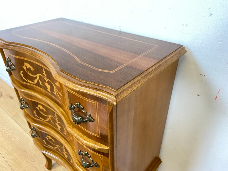 Eleganter und hochwertige handverzierte Stilmöbel Kommode mit Schubladen und feinen Intarsien I Schubladenkommode Wäschekommode Schrank Konsole Garderobe Flurkommode Vintage I