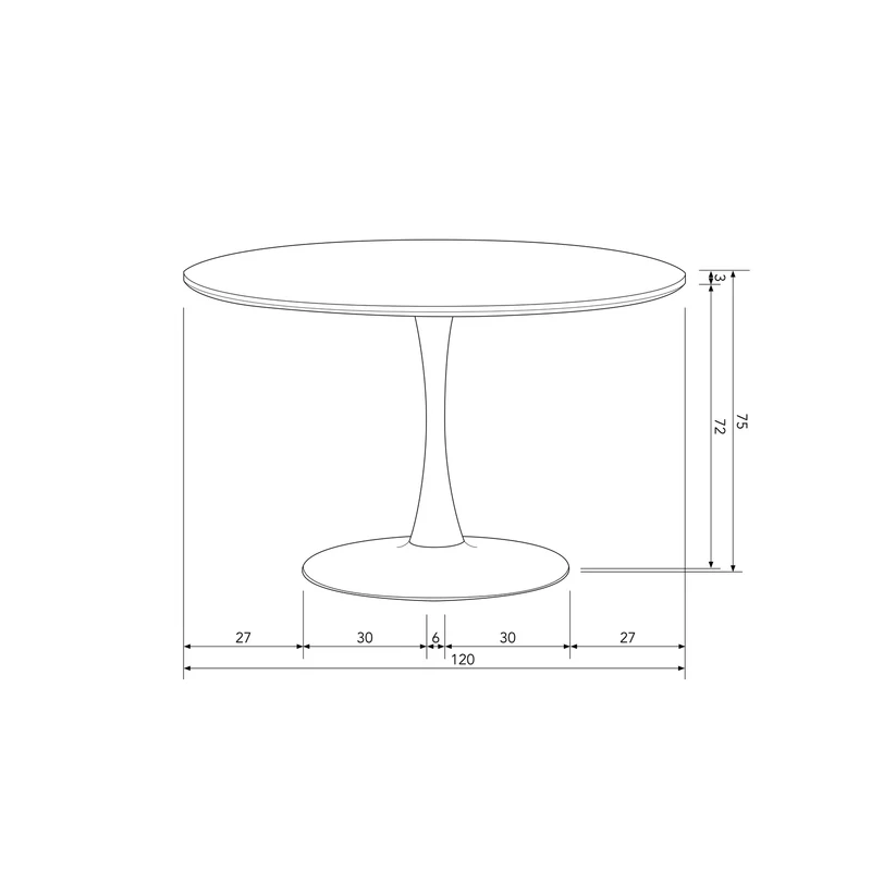 Sammy esstisch trompetenfuss rund mdf schwarz ø120 cm