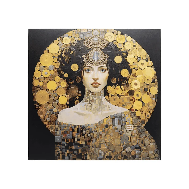 Art Nouveau Lady – 3D Glass Picture (Golden)