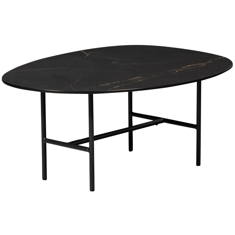 Vajen couchtisch mit marble look top schwarz 80x60cm