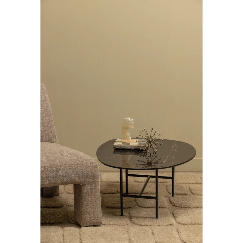Vajen couchtisch mit marble look top schwarz 80x60cm