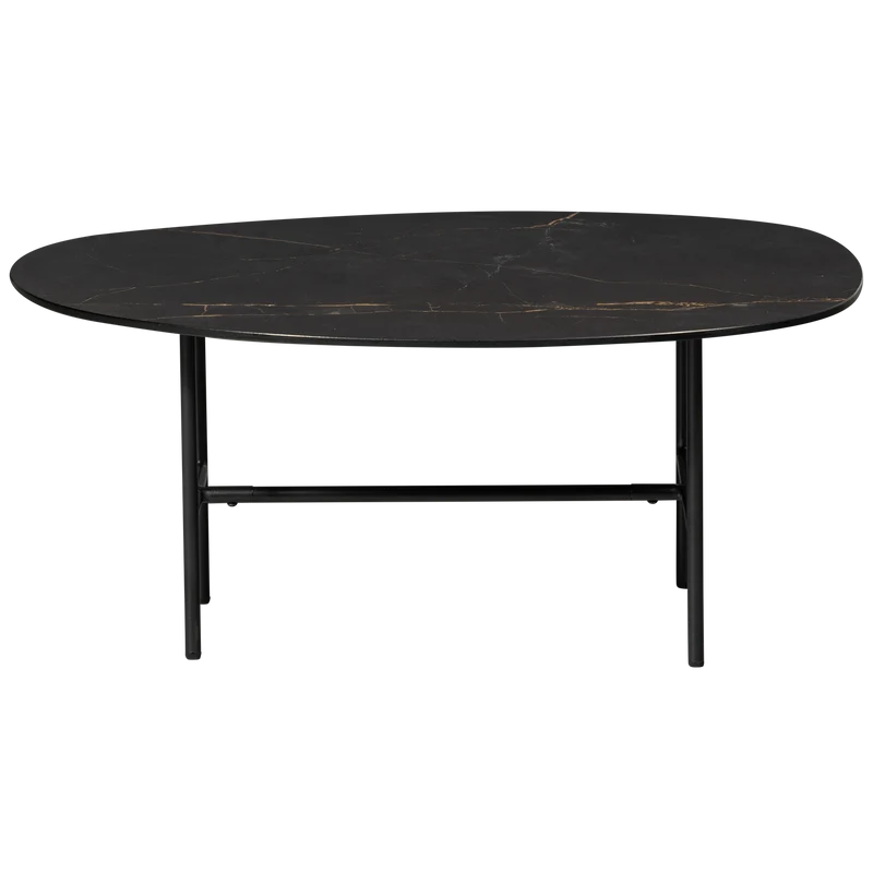 Vajen couchtisch mit marble look top schwarz 80x60cm