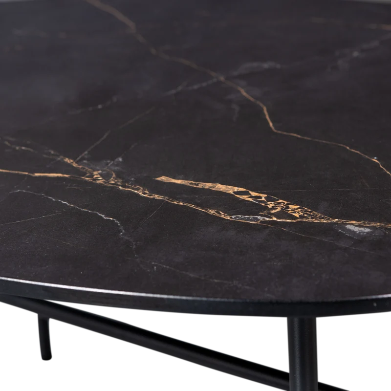 Vajen couchtisch mit marble look top schwarz 80x60cm