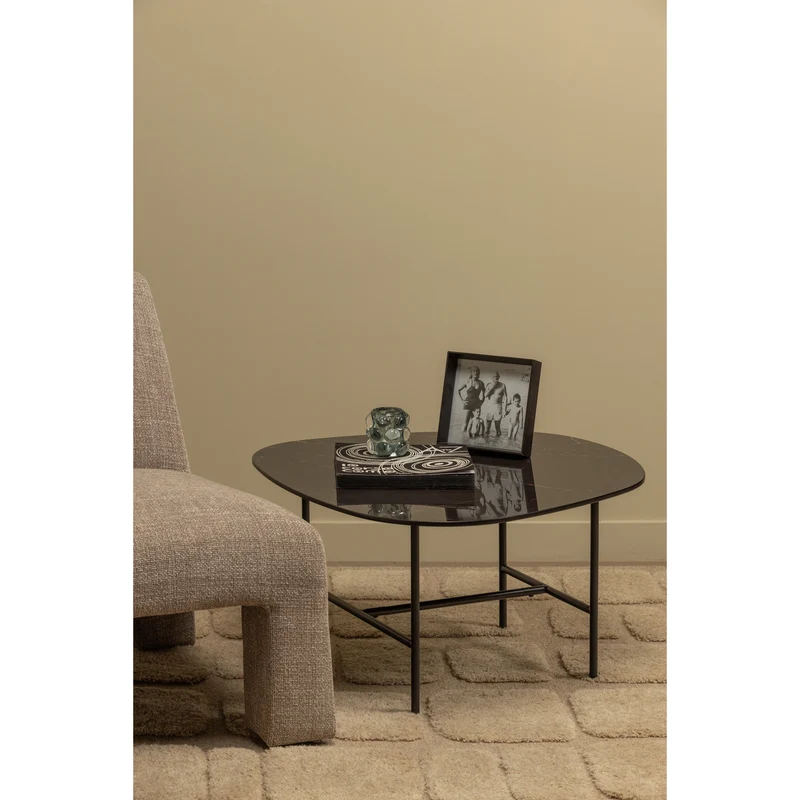 Vajen couchtisch mit marble look top schwarz 70x70 cm