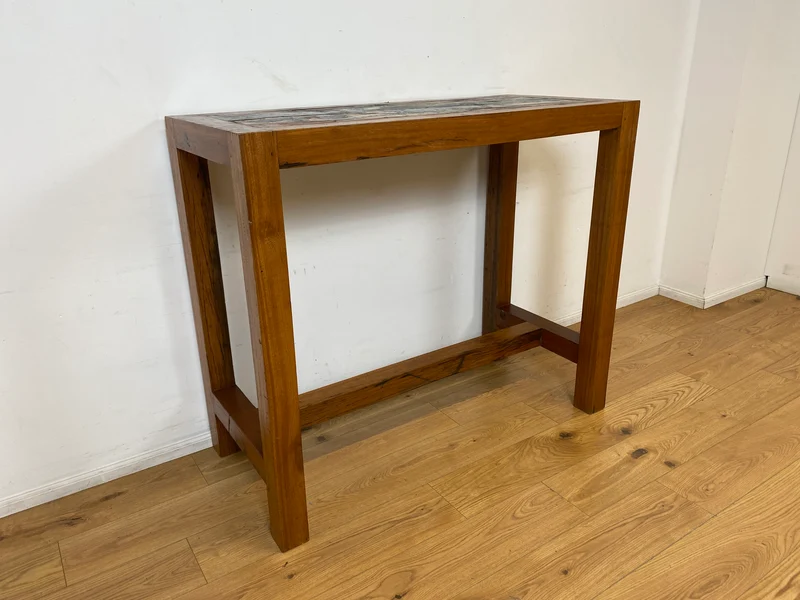 Boatwood by WMK I Schöner & robuster 130x60 Stehtisch handgefertigt aus altem Bootsholz