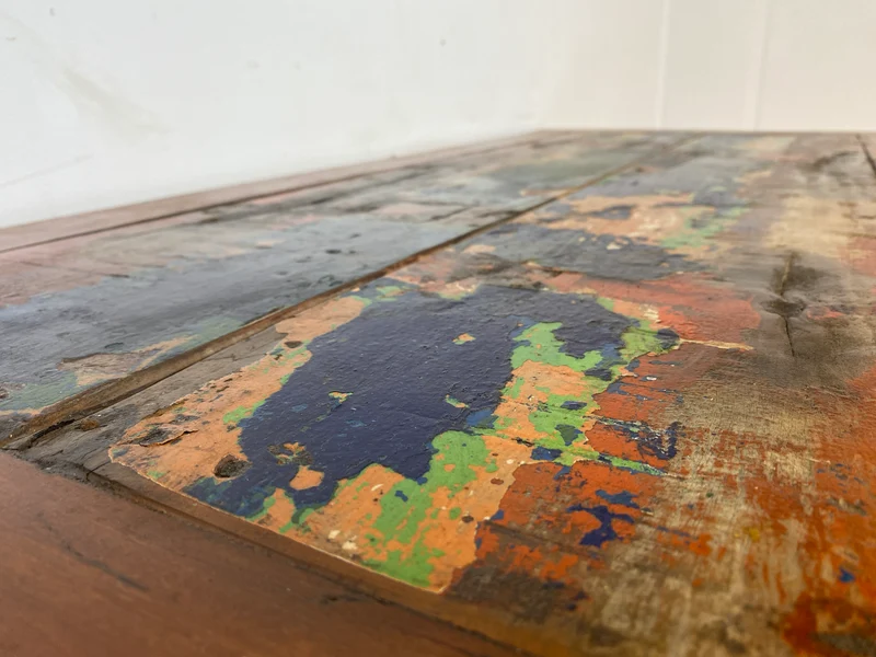 Boatwood by WMK I Schöner & robuster 130x60 Stehtisch handgefertigt aus altem Bootsholz