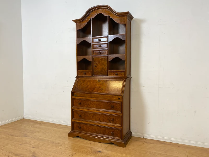 Formschöner und gut erhaltener Vintage Schreibschrank mit stabiler Schreibklappe und vielen Schubladen I Sekretär Schreibtisch Schreibkommode Bücherschrank Kommode Highboard I