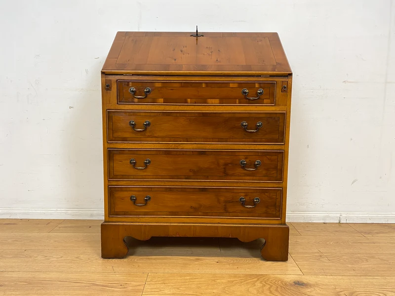 Hübscher Vintage Sekretär in englischem Stil mit stabiler Schreibklappe und Lederschreibunterlage I Schreibkommode Schreibschrank Schreibtisch Kommode Schubladenkommode Regency