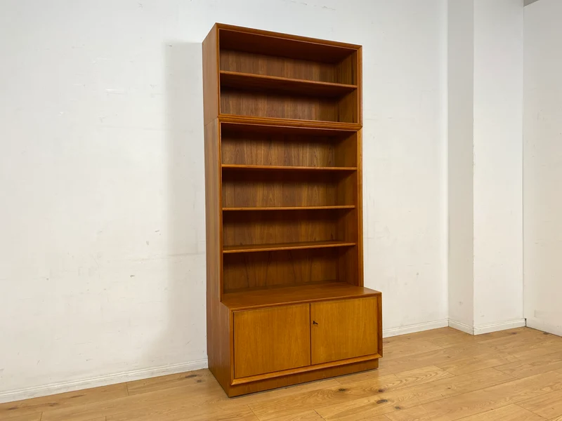 Schöner hoher modularer Vintage Bücherschrank von Strobeck in skandinavischem Stil I Teakholz I Regal Bücherregal Holzregal Kommode Danish Design Mid-Century Vintage Teak 70er I