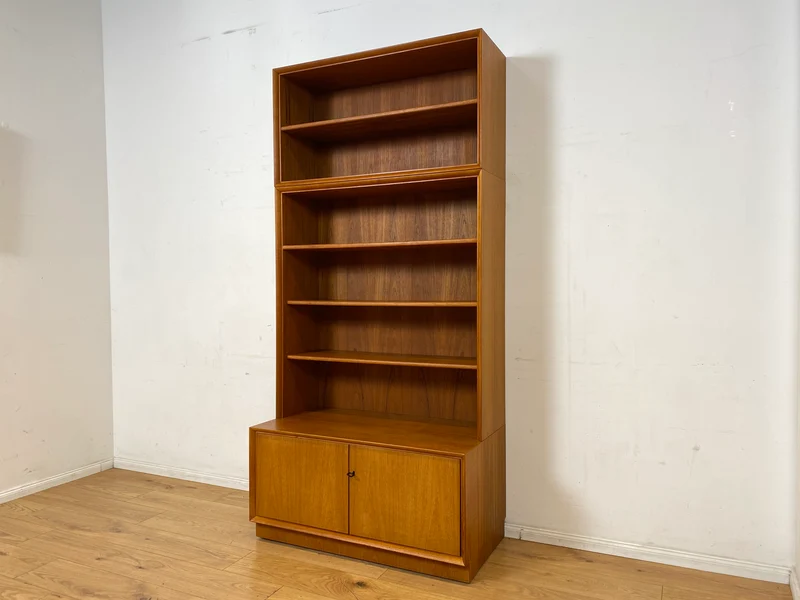 Schöner hoher modularer Vintage Bücherschrank von Strobeck in skandinavischem Stil I Teakholz I Regal Bücherregal Holzregal Kommode Danish Design Mid-Century Vintage Teak 70er I