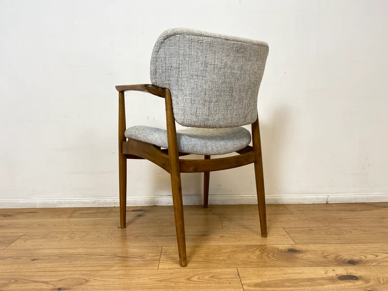 WMK I Skandinavischer Mid-Century Designer Sessel von Ejnar Larsen & Aksel Bender für Fritz Hansen mit Wollbezug & Teakholz Rahmen