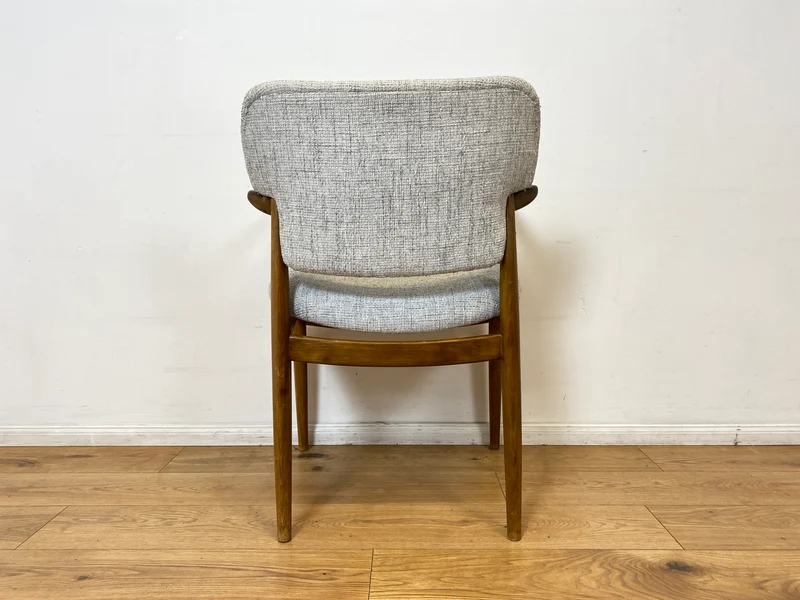 WMK I Skandinavischer Mid-Century Designer Sessel von Ejnar Larsen & Aksel Bender für Fritz Hansen mit Wollbezug & Teakholz Rahmen