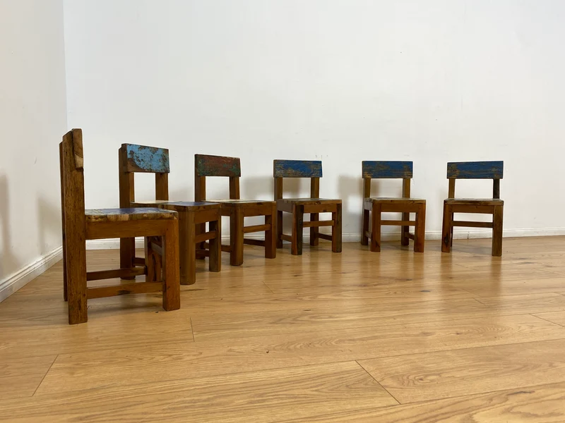 Boatwood by WMK I Einzigartiger & nachhaltiger bunter Kinderstuhl aus altem Bootsholz