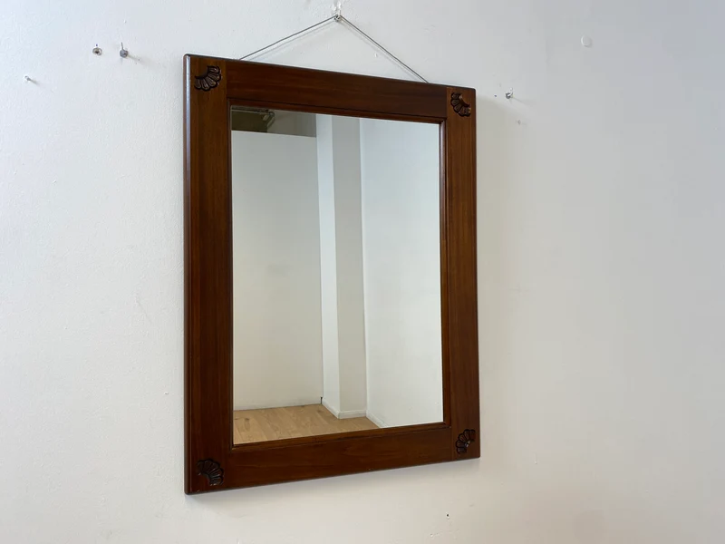 WMK I Großer & eleganter Vintage Spiegel im antikem Stil mit verziertem Holzrahmen in Nussbaum