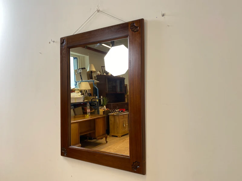 WMK I Großer & eleganter Vintage Spiegel im antikem Stil mit verziertem Holzrahmen in Nussbaum