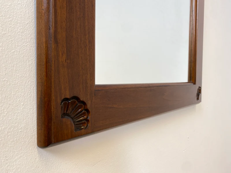 WMK I Großer & eleganter Vintage Spiegel im antikem Stil mit verziertem Holzrahmen in Nussbaum