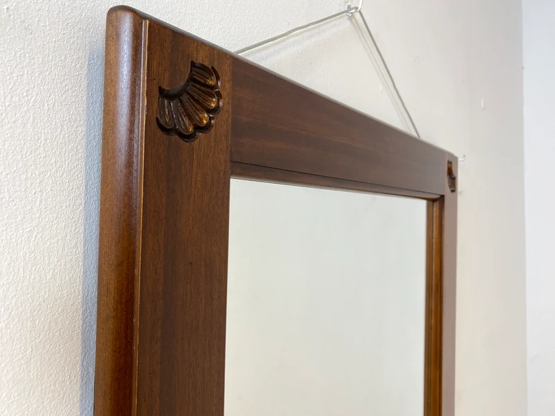 WMK I Großer & eleganter Vintage Spiegel im antikem Stil mit verziertem Holzrahmen in Nussbaum