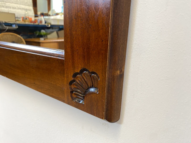 WMK I Großer & eleganter Vintage Spiegel im antikem Stil mit verziertem Holzrahmen in Nussbaum