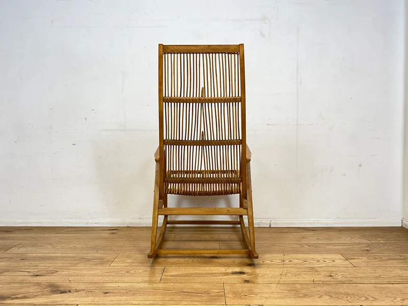 Formschöner und gut erhaltener 60er Jahre Designer Schaukelstuhl von Selman Selmanagic für VEB Hellerau I Stuhl Sessel Lesesessel Rocking Chair Mid-Century DDR Vintage I