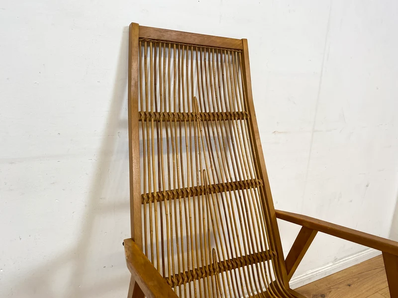 Formschöner und gut erhaltener 60er Jahre Designer Schaukelstuhl von Selman Selmanagic für VEB Hellerau I Stuhl Sessel Lesesessel Rocking Chair Mid-Century DDR Vintage I