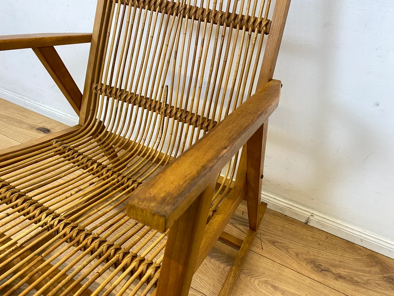 Formschöner und gut erhaltener 60er Jahre Designer Schaukelstuhl von Selman Selmanagic für VEB Hellerau I Stuhl Sessel Lesesessel Rocking Chair Mid-Century DDR Vintage I