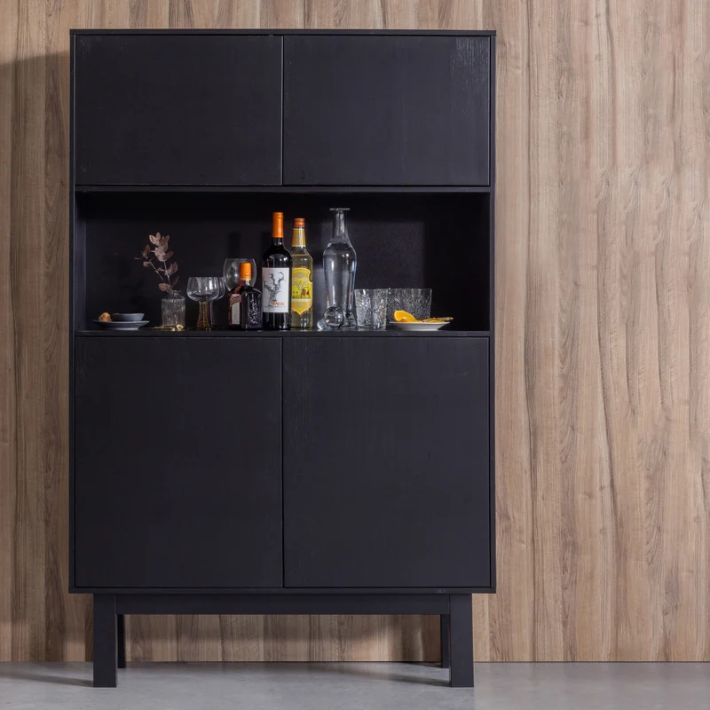 Finca büfett/bar schrank holz tiefschwarz