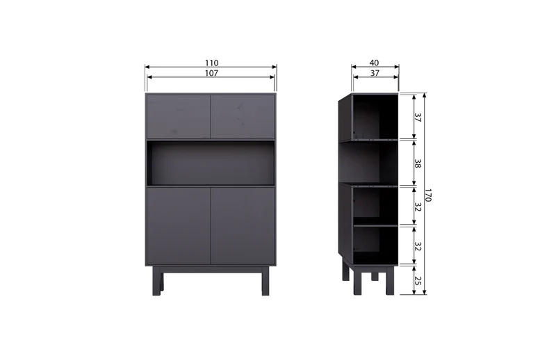 Finca büfett/bar schrank holz tiefschwarz