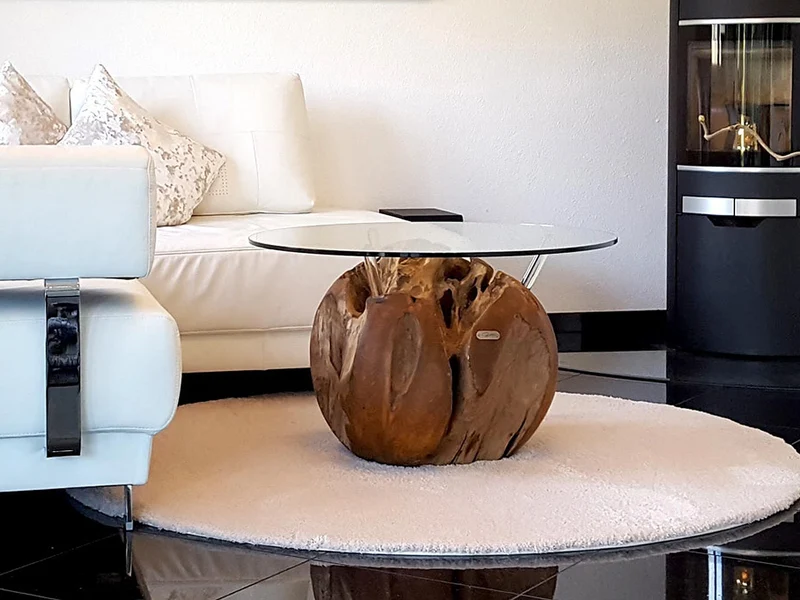 Teak Kugel Couchtisch De Marco massiv auf Maß