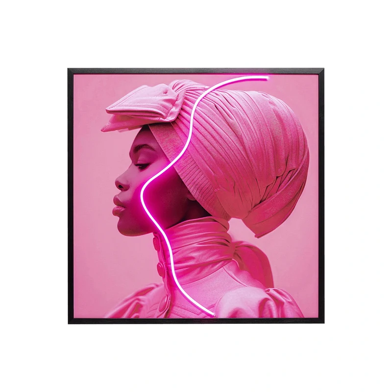 LED Framed Picture – Pink Woman (Pink Tones)