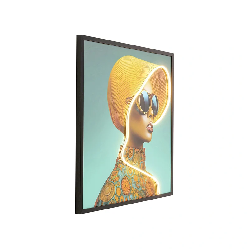LED Framed Picture – Sun Hat Woman (Multicoloured)