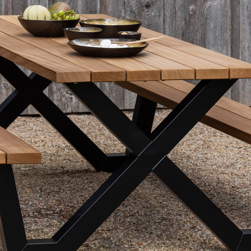 Tablo outdoor picknick tisch ayous natural x-poot metal