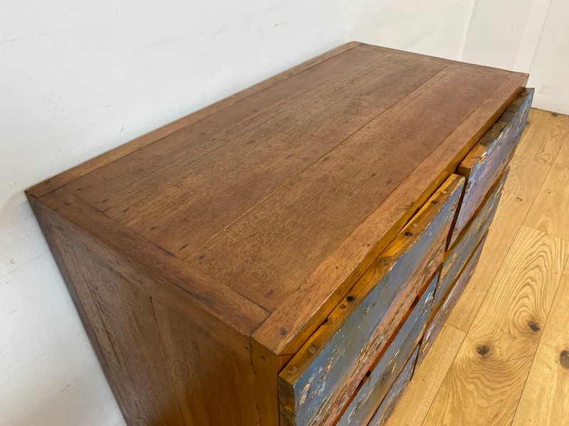 Boatwood by WMK I Besonders schöne handgefertigte Kommode aus altem Bootsholz mit 6 Schubladen