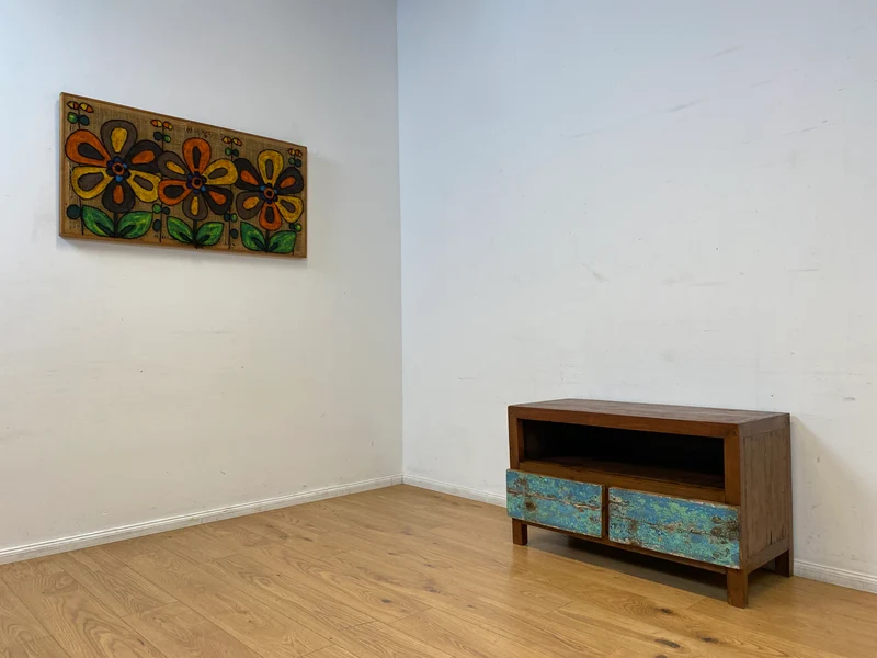 Boatwood by WMK I Meeresblaues TV Lowboard mit Schubladen & Fach