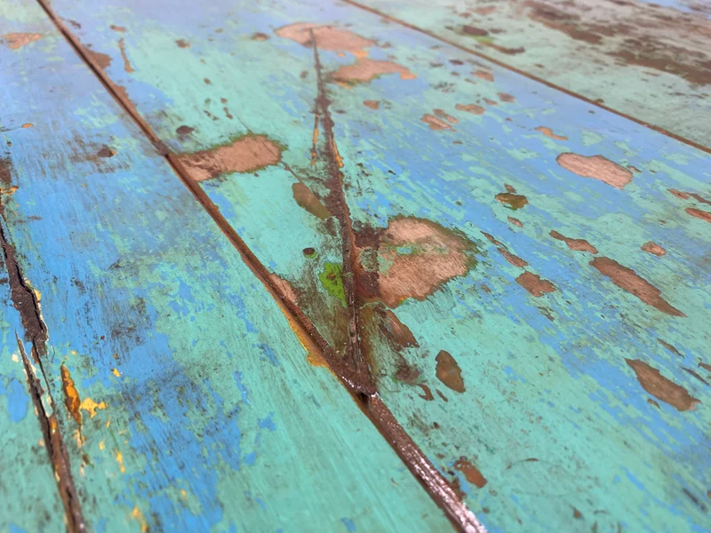Einzigartiger 200x90cm großer meeresblauer Esstisch handgefertigt aus altem Bootsholz I Teakholz massiv I Tisch Küchentisch Gartentisch Holztisch Dining Table I