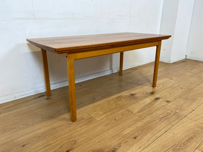 WMK I Stilvoller großer ausziehbarer skandinavischer Wohnzimmertisch in Teakholz I Salontisch Couchtisch Holztisch Coffee Tabele Danish Design Mid-Century Vintage 70er I Berlin Dortmund Braunschweig