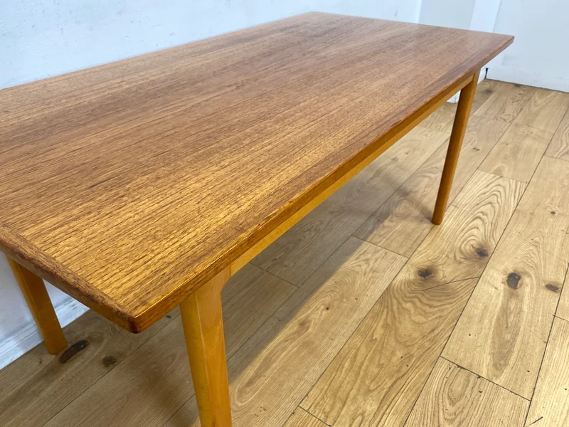 WMK I Stilvoller großer ausziehbarer skandinavischer Wohnzimmertisch in Teakholz I Salontisch Couchtisch Holztisch Coffee Tabele Danish Design Mid-Century Vintage 70er I Berlin Dortmund Braunschweig