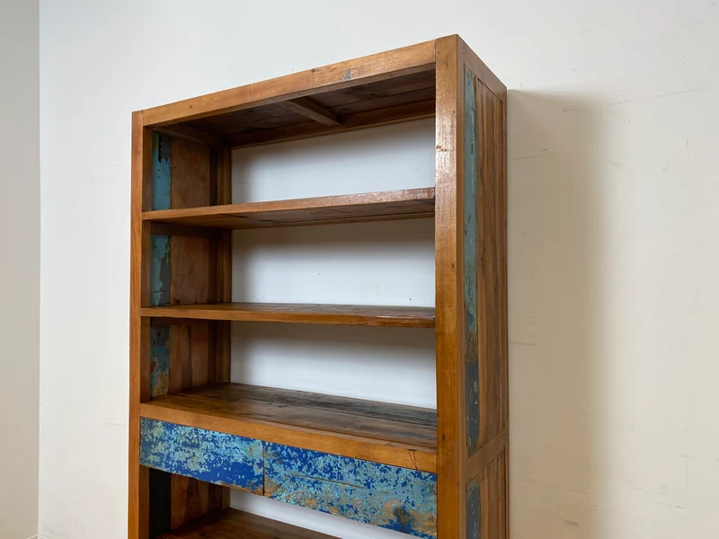 Boatwood by WMK I Handgefertigtes Regal aus altem Bootsholz in Originalfarbe