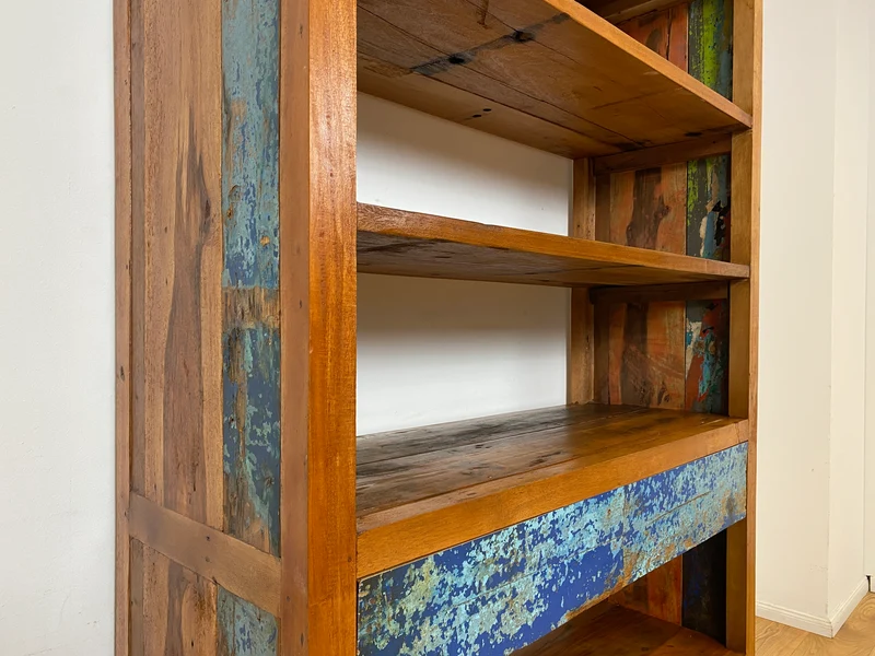 Boatwood by WMK I Handgefertigtes Regal aus altem Bootsholz in Originalfarbe