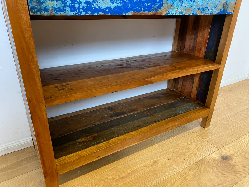 Boatwood by WMK I Handgefertigtes Regal aus altem Bootsholz in Originalfarbe