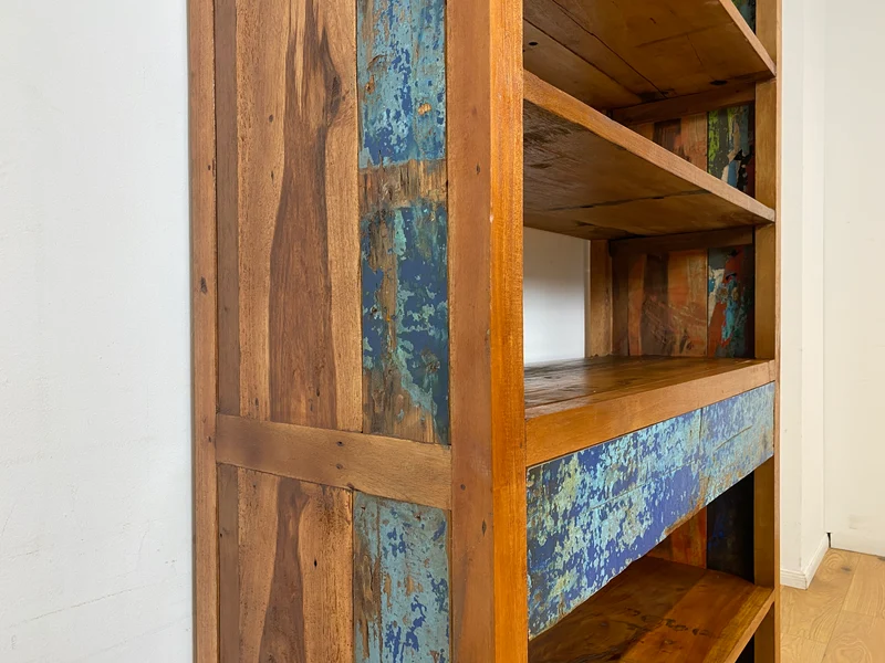 Boatwood by WMK I Handgefertigtes Regal aus altem Bootsholz in Originalfarbe