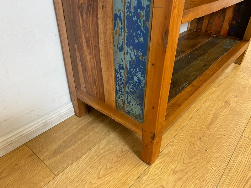 Boatwood by WMK I Handgefertigtes Regal aus altem Bootsholz in Originalfarbe