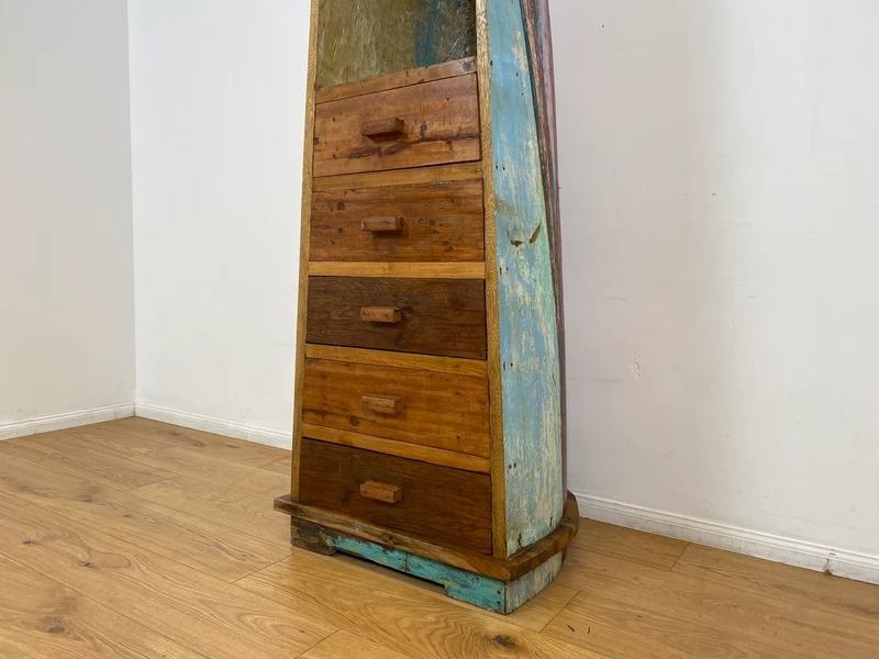 Boatwood by WMK # Einzigartiger Bücherschrank aus echtem Einbaum I ein handgefertigtes Unikat in Originalfarben