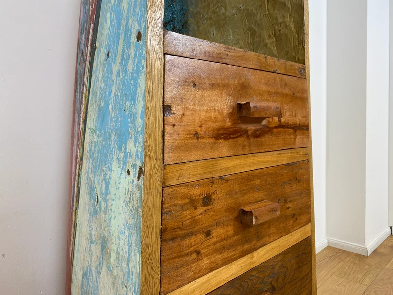 Boatwood by WMK # Einzigartiger Bücherschrank aus echtem Einbaum I ein handgefertigtes Unikat in Originalfarben