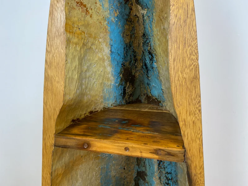 Boatwood by WMK # Einzigartiger Bücherschrank aus echtem Einbaum I ein handgefertigtes Unikat in Originalfarben
