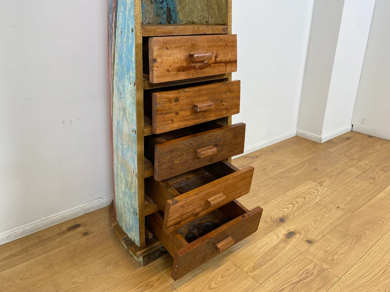 Boatwood by WMK # Einzigartiger Bücherschrank aus echtem Einbaum I ein handgefertigtes Unikat in Originalfarben