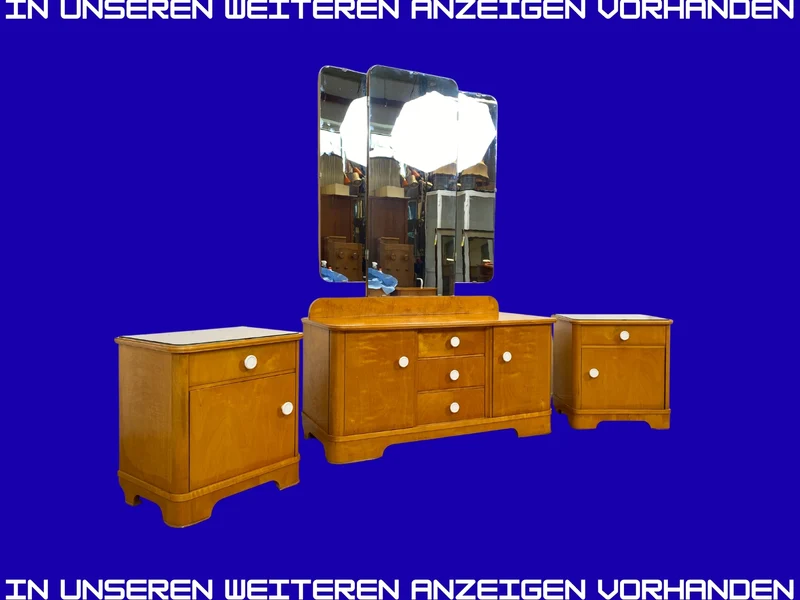 Freundliche und gut erhaltene helle Mid-Century Spiegelkommode I Vollholz furniert I Frisierkommode Schminktisch Kommode Wäschekommode Sideboard Spiegel 60er Vintage I