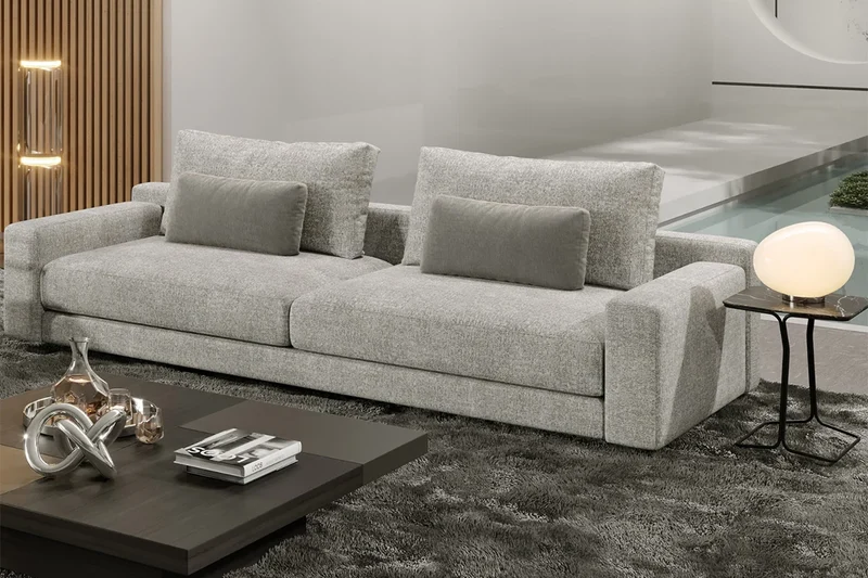 Stone 3.5-Seater Sofa – Grey/White Fabric