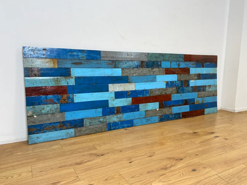 Boatwood by WMK I Buntes handgefertigtes 300x100cm großes Paneel aus altem Bootsholz