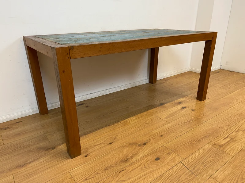 Boatwood by WMK # Einzigartiger 170x88cm großer Esstisch aus altem Bootsholz, ein handgefertigtes Unikat aus massivem Teakholz