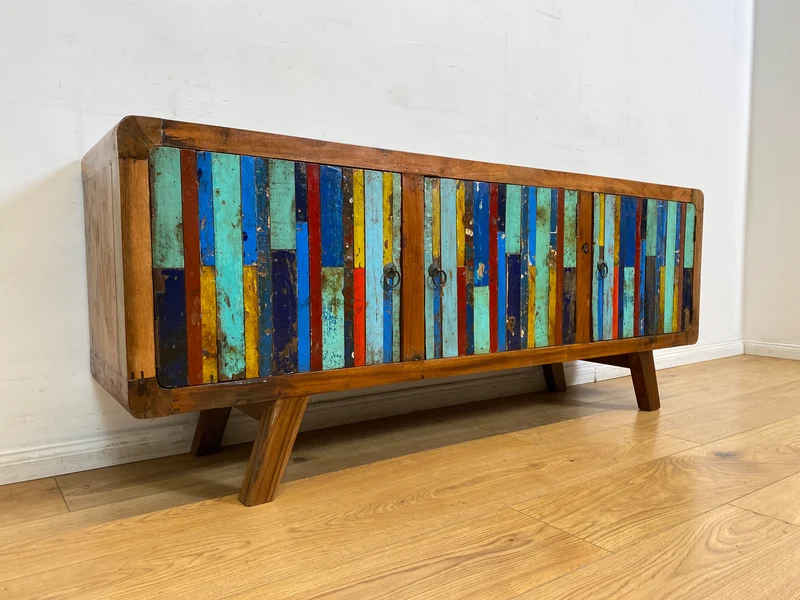 Boatwood by WMK I Detailreiches Sideboard handgefertigt aus altem Bootsholz
